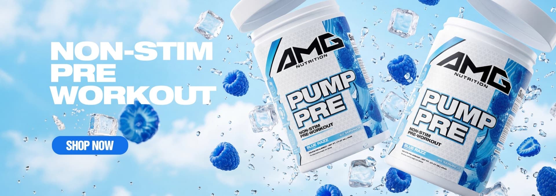 AMG Nutrition Pump Pre non-stim pre-workout — e-commerce banner design by Thiago Gomes