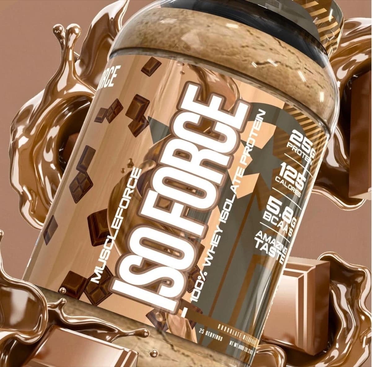 MuscleForce ISOFORCE whey isolate — 3D packaging render by Thiago Gomes