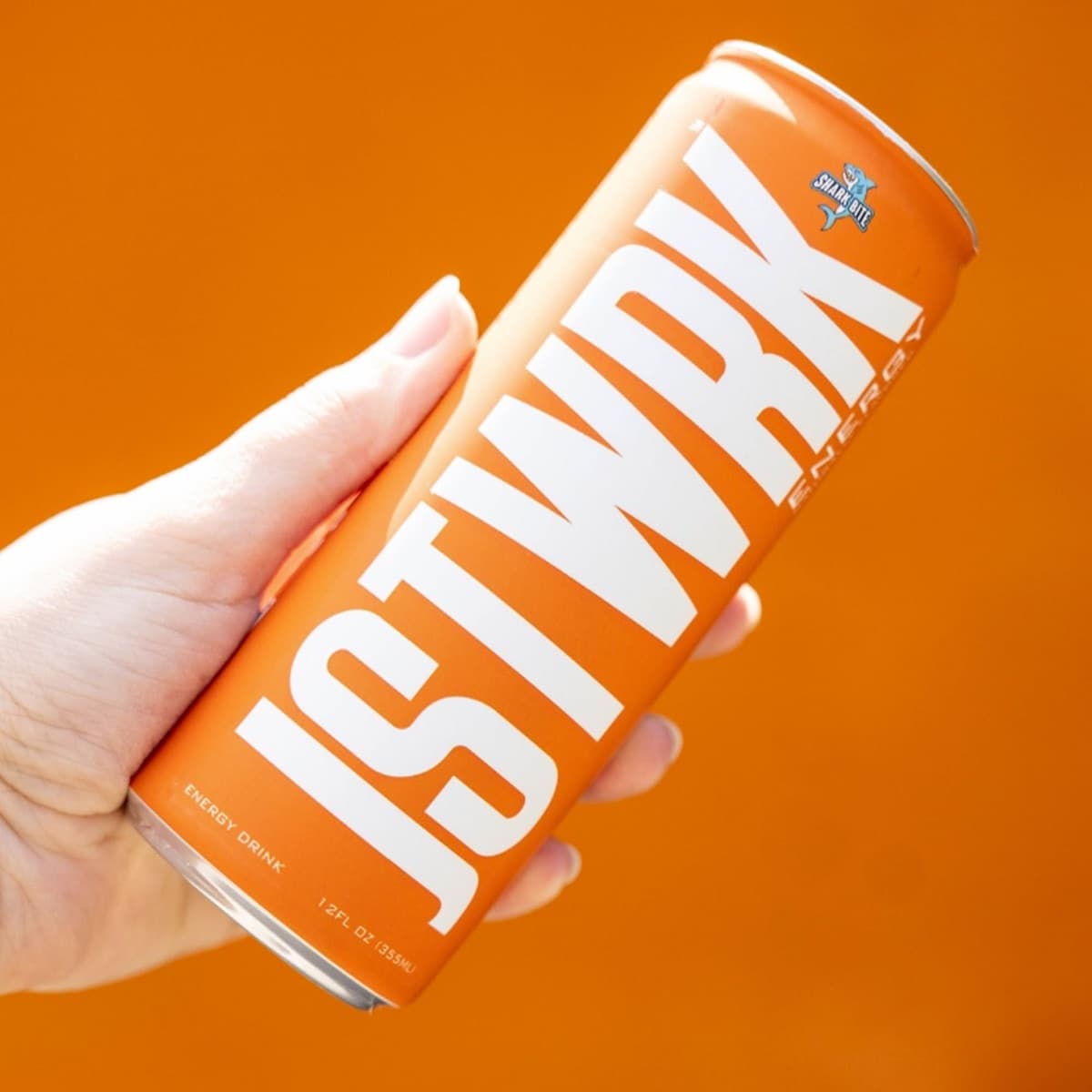 JSTWRK Energy Shark Bite can — brand and packaging design by Thiago Gomes