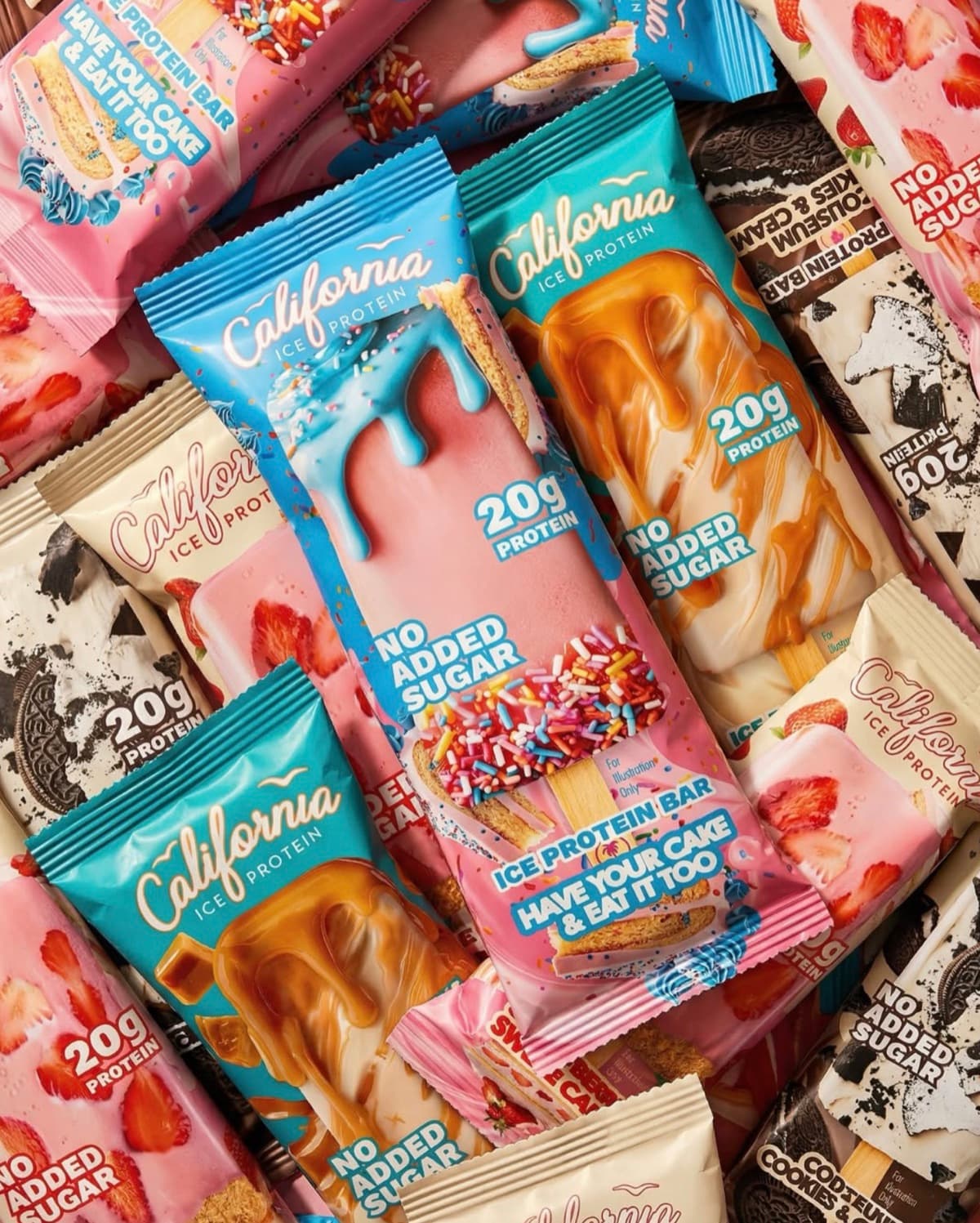 California Ice Protein bar wrappers — packaging system by Thiago Gomes