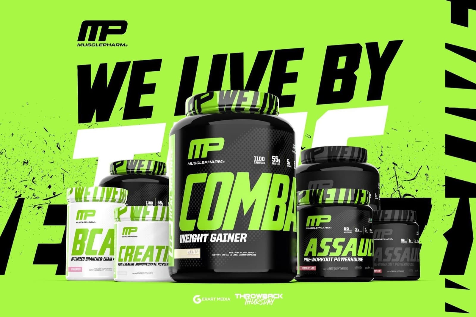 MusclePharm Combat & Assault product family — campaign design by Thiago Gomes